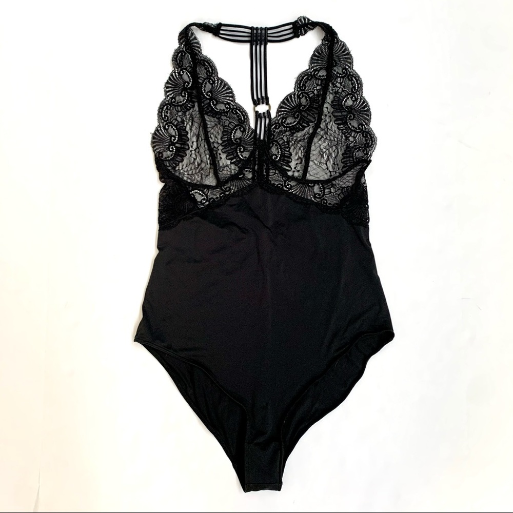 Free People Intimately Black Lace Bodysuit